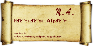 Mátyásy Alpár névjegykártya